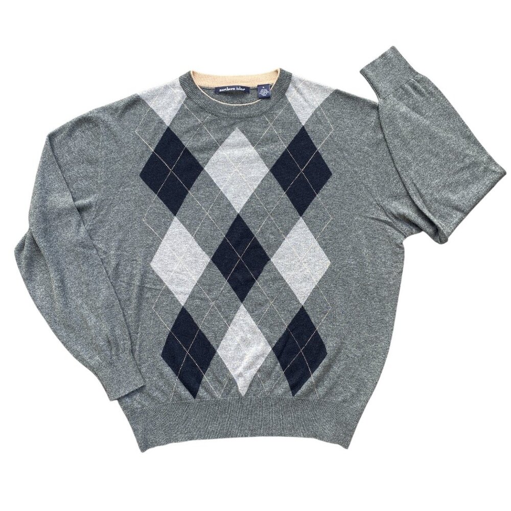 Northern Isles Silk Cashmere Argyle Sweater Golf Old Money Preppy Academia-XL